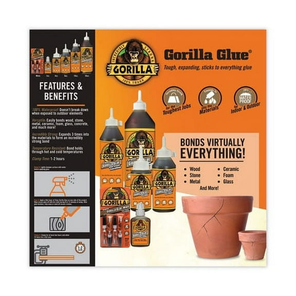 Gorilla Original Formula Glue, 4 oz, Dries Light Brown | Order of 1 Each