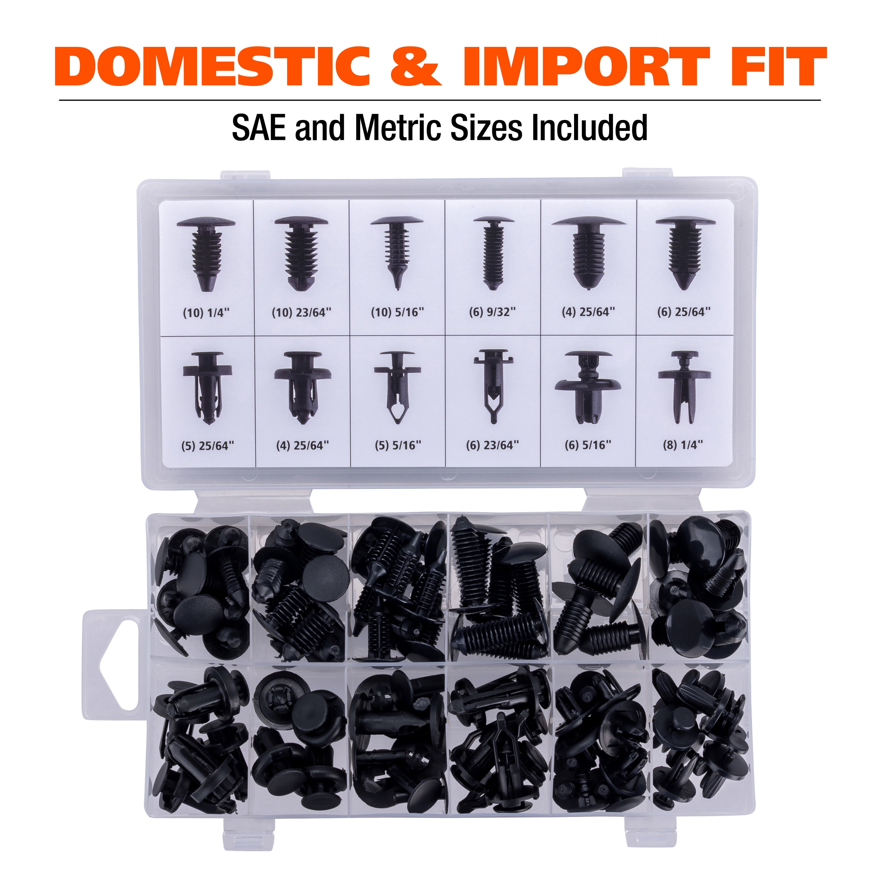 GreatNeck 80 Piece Automotive Plastic Fastener Assortment Set for Interior and Exterior Use