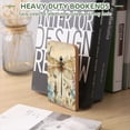 thumbnail image 7 of Bookends 1 Pair Non-Skid Bookend Wood Bookends for Shelves Book Stand for CDs - Vintage Dragonfly Surrounded By Wildflowers And Grasses, 7 of 7