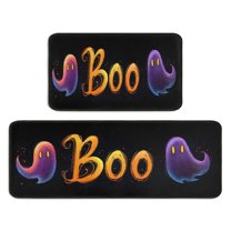 Ghost Kitchen Mats Sets Of 2 Halloween Scary Ghost Boo Spooky () Kitchen Mats for Floor Bathroom Washable Retro Rugs Decorations for Porch Veranda Entryway (17x47in 30x17in)