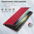 thumbnail image 4 of for Samsung Galaxy S23 Ultra 5G Case View Clear Smart Window Leather for Samsung S23 Ultra Case Luxury Flip Slim Mirror Hard PC Kickstand Shockproof Galaxy S23 Ultra Cover Protective (red), 4 of 14