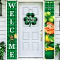 thumbnail image 4 of XEOVHV St Patricks Day Porch Sign Green Welcome Door Banners, Garage Banner, Hanging St Patricks Day Decorations Outdoor Indoor Decor Wall Front Door Yard Signs, 4 of 7