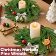 thumbnail image 3 of Guvpev 13.5 Inch Norfolk Pine Wreath Candle Rings, 4 Pcs Realistic Soft and Full Mini Christmas Wreath Table Centerpieces Candle Wreaths for Pillar Candles Cedar Small Wreaths for Cabinets, 3 of 6