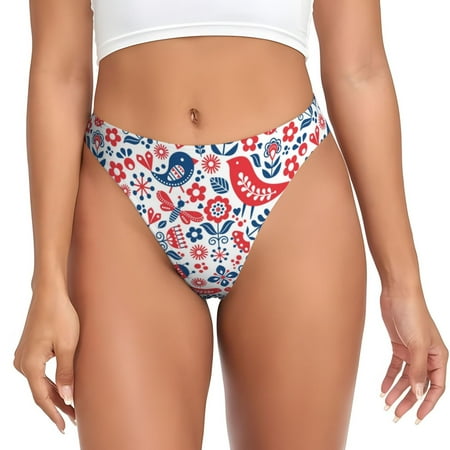 Sigee Birds Flowers for Women s G-String Panty  Low Rise  Soft Lace Perfect for Everyday Wear or Special Occasions-Large