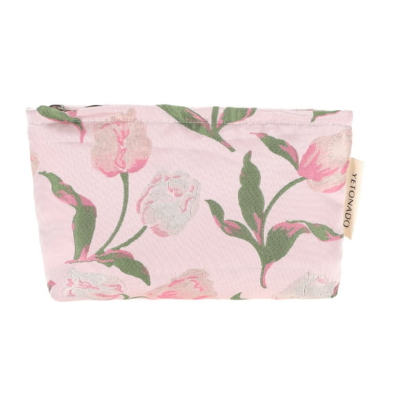 Unique Bargains 1 Pc Vintage Tulip Makeup Bag Polyester Pink Medium