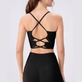 thumbnail image 4 of JGGSPWM Women's Workout Sports Bras Fitness Padded Yoga Crop Tank Top Twist Back Cami Tees Black XL, 4 of 4