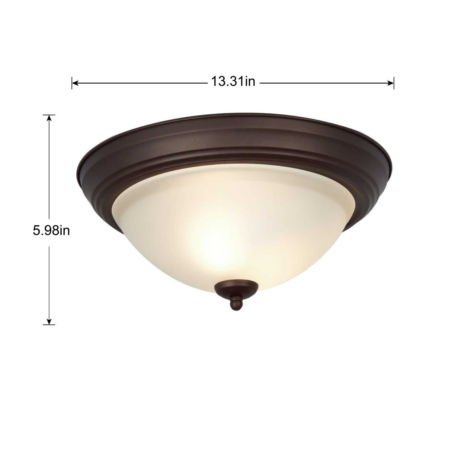(2 pack) Mainstays 13" Classic Flush Mount Ceiling Light, Bronze Finish Frosted Glass Shade, Bulb Not Included