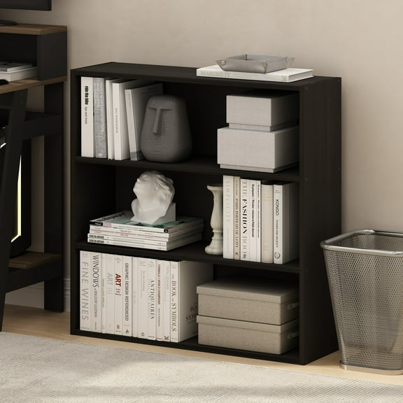 Furinno Pasir 3-Tier Bookcase in Bookshelf in 31.5 Inch Wide in Espresso