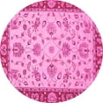 thumbnail image 1 of Ahgly Company Indoor Round Abstract Pink Modern Area Rugs, 4' Round, 1 of 4