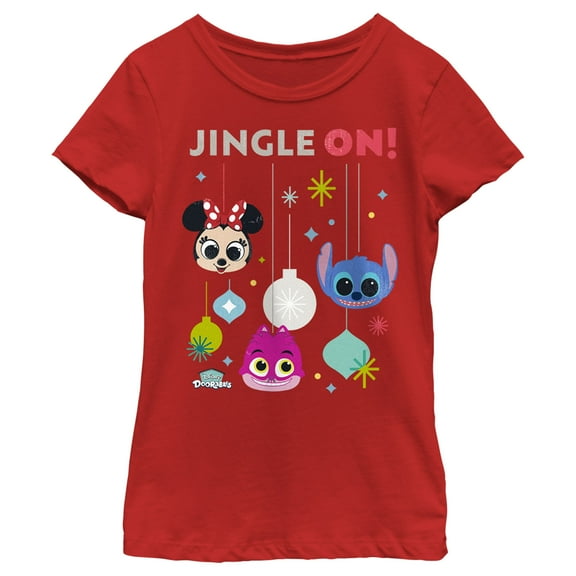 Girl's Disney Doorables Jingle On Graphic Tee Red X Large