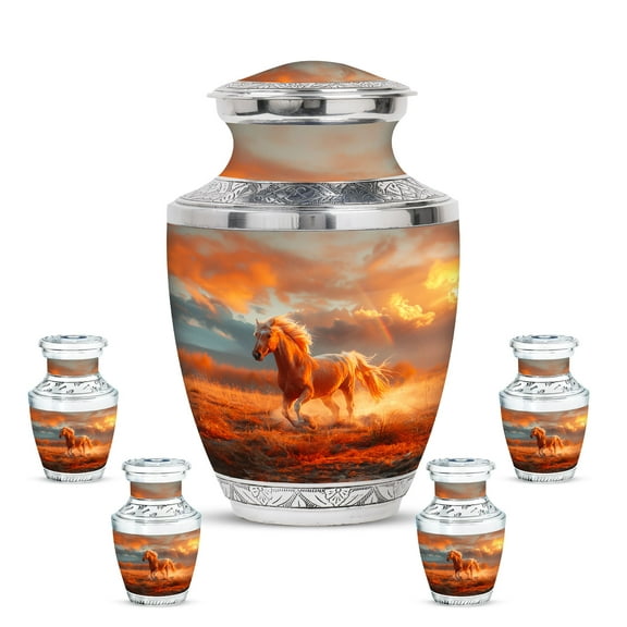KARYLIZ Horse Urns for Human Ashes Adult Man - Sunset Cremation Urn For Human Ashes - Small Urns for Human Ashes Keepsake - Mini Keepsake Urn for Female & Male