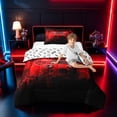 thumbnail image 3 of meiyoeat Neon Green Smoke Gaming Twin Comforter Sets for Boys Teens, Video Game Gamer Bedding Set, Black Red, Gamepad Reversible 2-Piece, 1 Comforter and 1 Pillowcase, 3 of 6