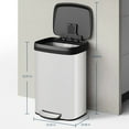 thumbnail image 2 of Garvee 13.21 Gallon Step-on Trash Can for Kitchen, with Liner Rim & Soft Close Plastic Lid, White, 2 of 9