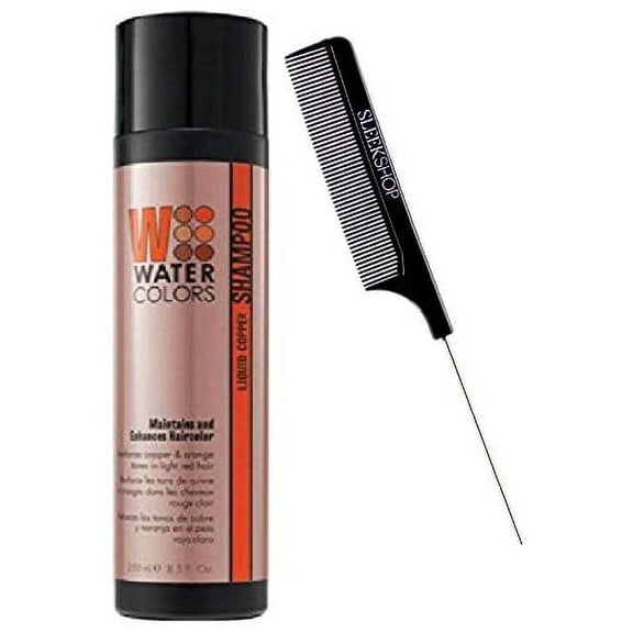 Watercolors by Tressa Color Depositing Sulfate-Free Shampoo, Haircolor (w/Sleek Comb) Water Colors Hair Dye Maintenance Wash (Liquid Copper - 8.5 oz) (PACK OF 1)