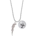 thumbnail image 1 of Delight Jewelry Silvertone Large Clear AB Crystal Lightning Bolt Silvertone Script Initial Disc - H - Charm Necklace, 20"+3", 1 of 4