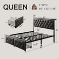 thumbnail image 2 of iPormis Queen Bed Frame with Storage Drawer, Metal Platform Bed with Charging Station, Upholstered Faux Leather Button Tufted Storage Headboard, No Box Spring Needed, Noise-Free, Easy Assembly, Black, 2 of 8