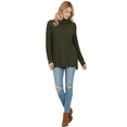 thumbnail image 3 of YEMAK Women's Cowl Neck High Low Hem Side Slit Pop-Corn Knit Casual Loose Oversized Tunic Sweater MK3650-OLV-S-BD, 3 of 4