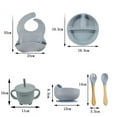 thumbnail image 4 of Children's Dishes Set Baby Silicone 6/8-piece Tableware Set Suction Cups Forks Spoons Bibs Straws Cups Mother and Baby Supplies, 4 of 5
