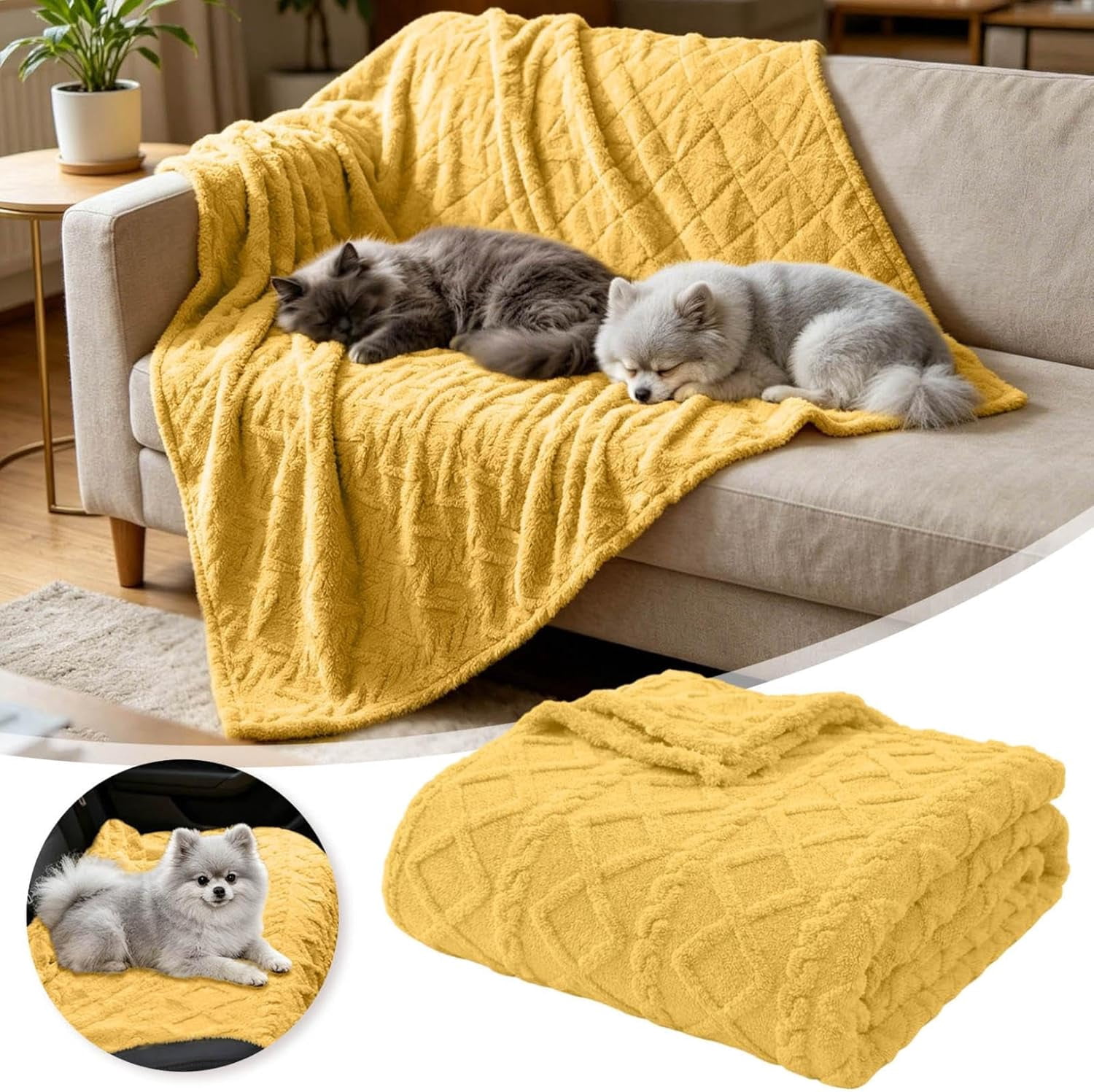 Dog Blanket, Polyester with Cable Knit, Machine Washable