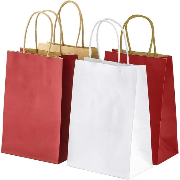 Elegant Supply Kraft Paper Gift Bags Twisted Handles Ruby Red 8x4.25x10.5