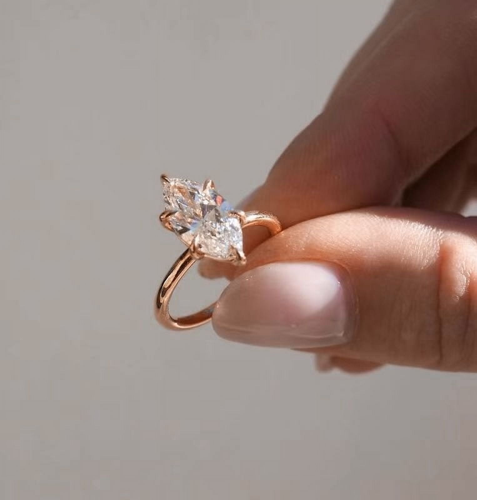 Cora Jewellery 2.5CT Marquise Moissanite Solitaire Engagement Ring For Women, 18K Rose Gold