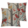 thumbnail image 2 of Acheng  Throw Pillow Cover&nbsp;Set of 2 Birds in Birch Animal Trees Nature Wild Red White Grey Rectangular Throw Pillow Covers for Couch Sofa Home Decor White, 2 of 6