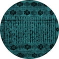 thumbnail image 1 of Ahgly Company Indoor Round Abstract Turquoise Blue Modern Area Rugs, 8' Round, 1 of 4