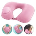 thumbnail image 1 of Pillow Air Cushion Self Inflating Button Travel Neck Inflatable Plane Car Train Portable Soft U Shaped Travel Flocking Fabric, 1 of 6