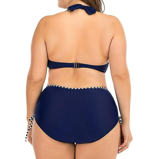 Women's Plus Size Bikini Set Push Up Bra Pads Halter Lace Up