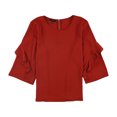thumbnail image 1 of Alfani Womens Zip-Back Ruffled Blouse, Red, X-Small, 1 of 1