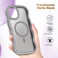 thumbnail image 3 of Rancase for iPhone 16 Case for Women Girls, [Compatible with MagSafe] Cute Curly Wave Frame Shape Slim Translucent Matte Design Shockproof Bumper Protective, Grey, 3 of 5