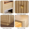 thumbnail image 6 of PAPROOS 22.8'' Large Fluted Nightstand, 2 Drawers Bedside Table with Charging Station and LED Light, Curved Corner Design Storage Night Stand End Table for Bedroom, Living Room, Natural Oak, 6 of 11