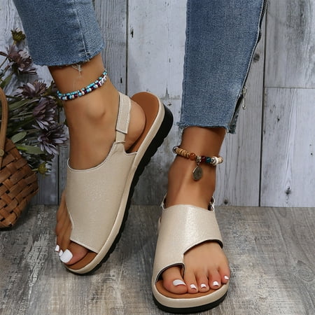 CHOII Clearance Women s Fashion Summer Boho Flat Non Slip Sandals Beach Casual Shoes Natural Style Flip Flops for Women Beautiful Daisy Buckle Ankle Strap Sandals Thong Sandals White/6