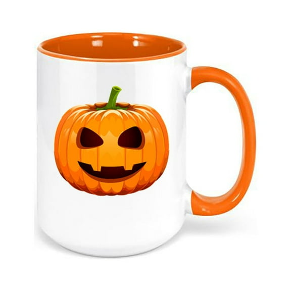 Jack-O'-Lantern Mug, Pumpkin Coffee Mug, Halloween Cup, Pumpkin Cup, Sublimated Mugs, Halloween Decor, Spooky Coffee Cup, Jack-O'-Lantern, ORANGE