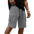 thumbnail image 2 of CCRFTGI Cargo Shorts for men With Elastic Drawstring Waist Lightweight Breathable Casual Work Shorts with Multi-Pockets Relaxed Fit Summer Shorts Gray 2XL, 2 of 6