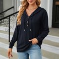 thumbnail image 3 of VANLOFE Long Sleeve Warm Color Solid Women's Sweater for Winter All-match Winter Hoodie for Women Daily Hoodie Clean Without Printing Sweater 2XL Navy, 3 of 8