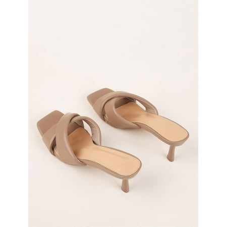 

Women s Cross Strap Stiletto Heeled Mules Sandals Beige EUR36(6)