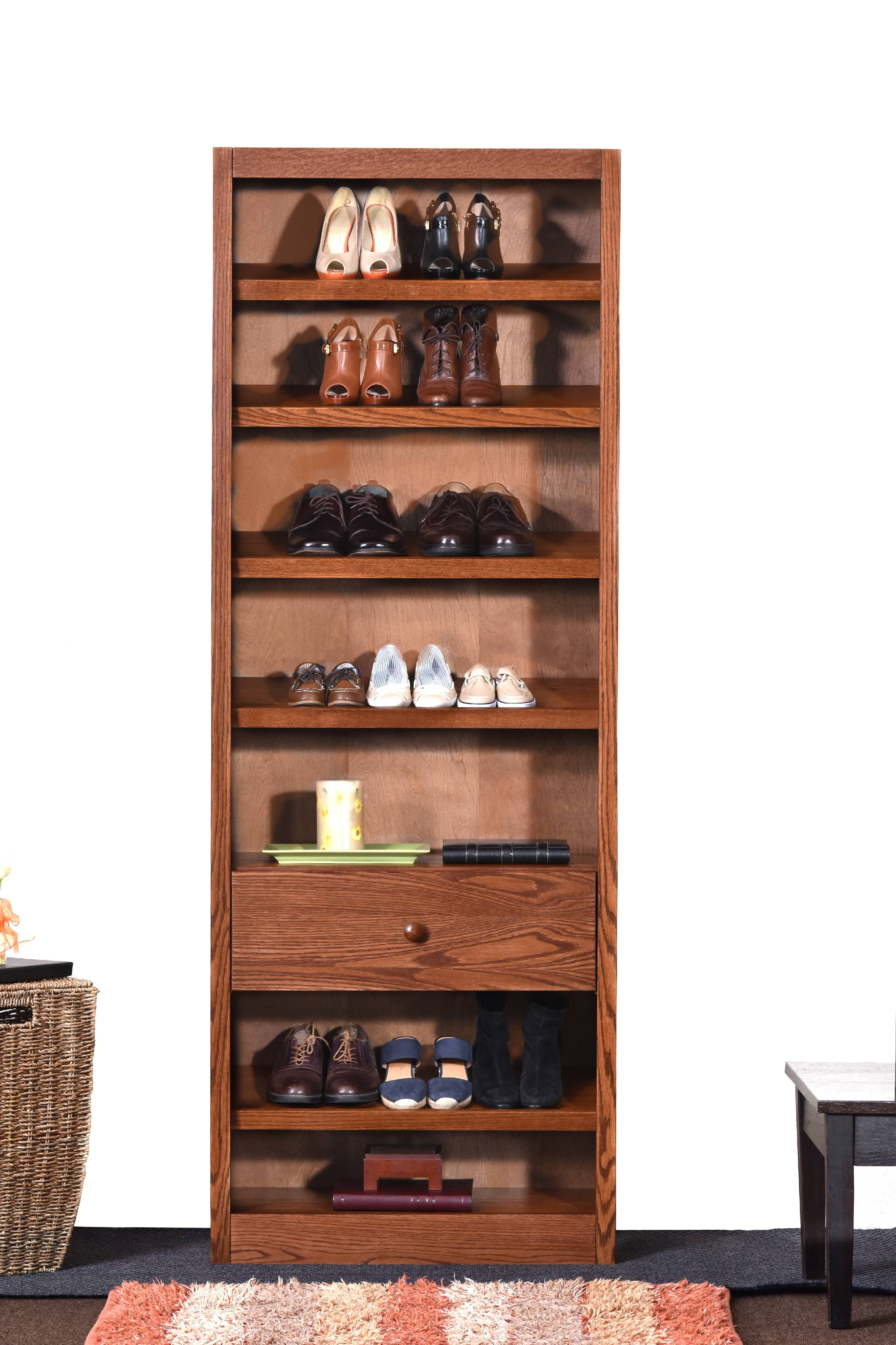20 pair stackable shoe storage cabinet on Concepts In Wood 20 Pair Wood Shoe Rack With 7 Shelves And Storage Drawer Oak Finish Walmart Com Walmart Com