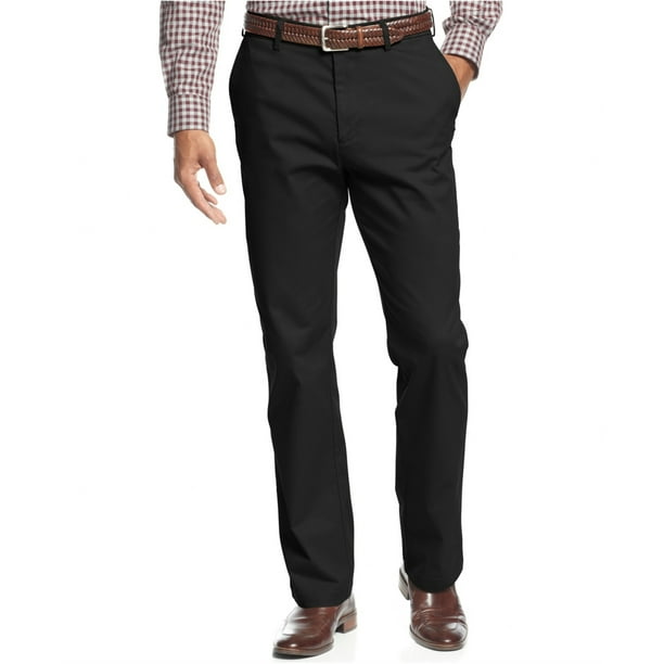 Haggar - Pantalones casuales para hombre con cintura flexible y ajuste recto, color negro, 40 W x 29 L Haggar Pantalones
