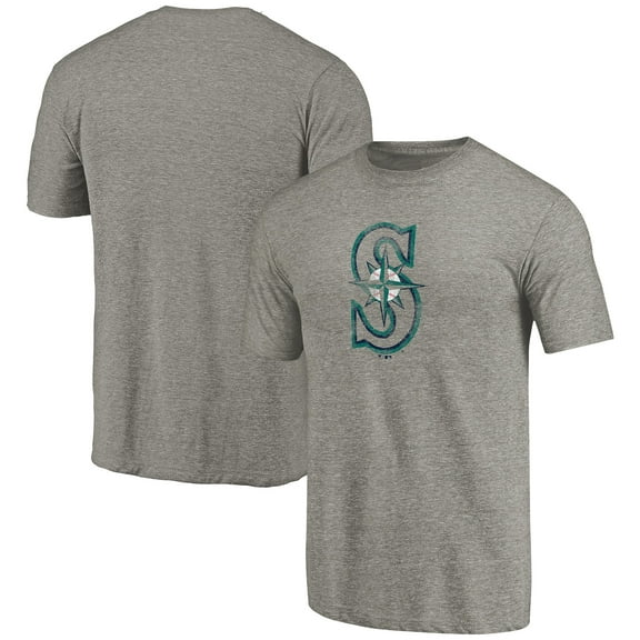 Men's Ash Seattle Mariners Distressed Team Tri-Blend T-Shirt