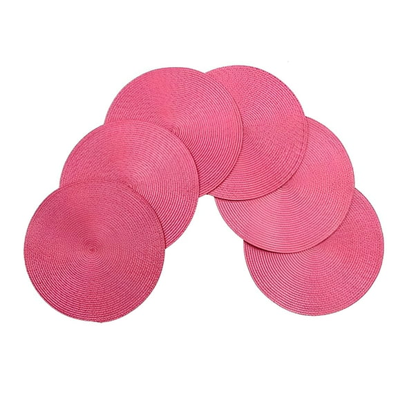 LAMIRO Woven Spiral Table Placemats 15"es Round Set Of 6 Non Slip Dining&Kitchen Table Mats French Rose