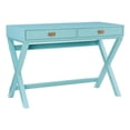 thumbnail image 1 of Linon Peggy Two Drawer Writing Desk with X Frame in Blue Painted Wood, 1 of 14
