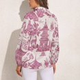 thumbnail image 2 of Zen Garden Pink Long Sleeve Blouse Woman Streetwear Casual Shirts Summer Oversize Woman Streetwear Clothing Birthday Present, 2 of 7