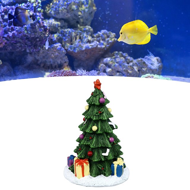 Aquarium Christmas Tree Decorations, Holiday Decoration for Aquarium Betta Fish Fish Tank Christmas Tree Statue Exquisite Beautiful Resin Aquarium Craft