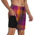 thumbnail image 3 of Haiem Purple Yellow Buffalo Plaid Mens Swim Trunks with Compression Liner 2 in 1 Swimming Shorts Stretch Swimwear Quick Dry,Board Shorts-Medium, 3 of 9