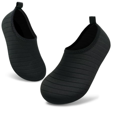 VIFUUR Kids Water Shoes Girls Boys Quick Dry Aqua Socks for Beach Swim Outdoor Sports Black