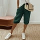 thumbnail image 3 of MKLEKYY Pantalones Cortos Para Mujer, Moda Femenina, Lisos, Con Bolsillos Grandes, Elásticos, Casuales, Capris Con Bolsillos, 3 of 4