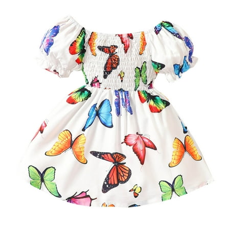 

Pedort Beach Dresses For Girls Toddler Baby Girls Summer Dress Ruffle Straps Princess Sundress Floral Printed Casual Beach Holiday Dress White 9M