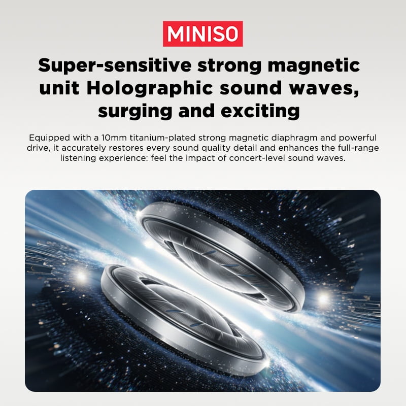 MINISO MS106 Wireless Bluetooth 6.0 In-Ear Earbuds, AI Translator, Noise-Cancelling Headphones, 130+ Languages, 28H,Black + Earbud Case