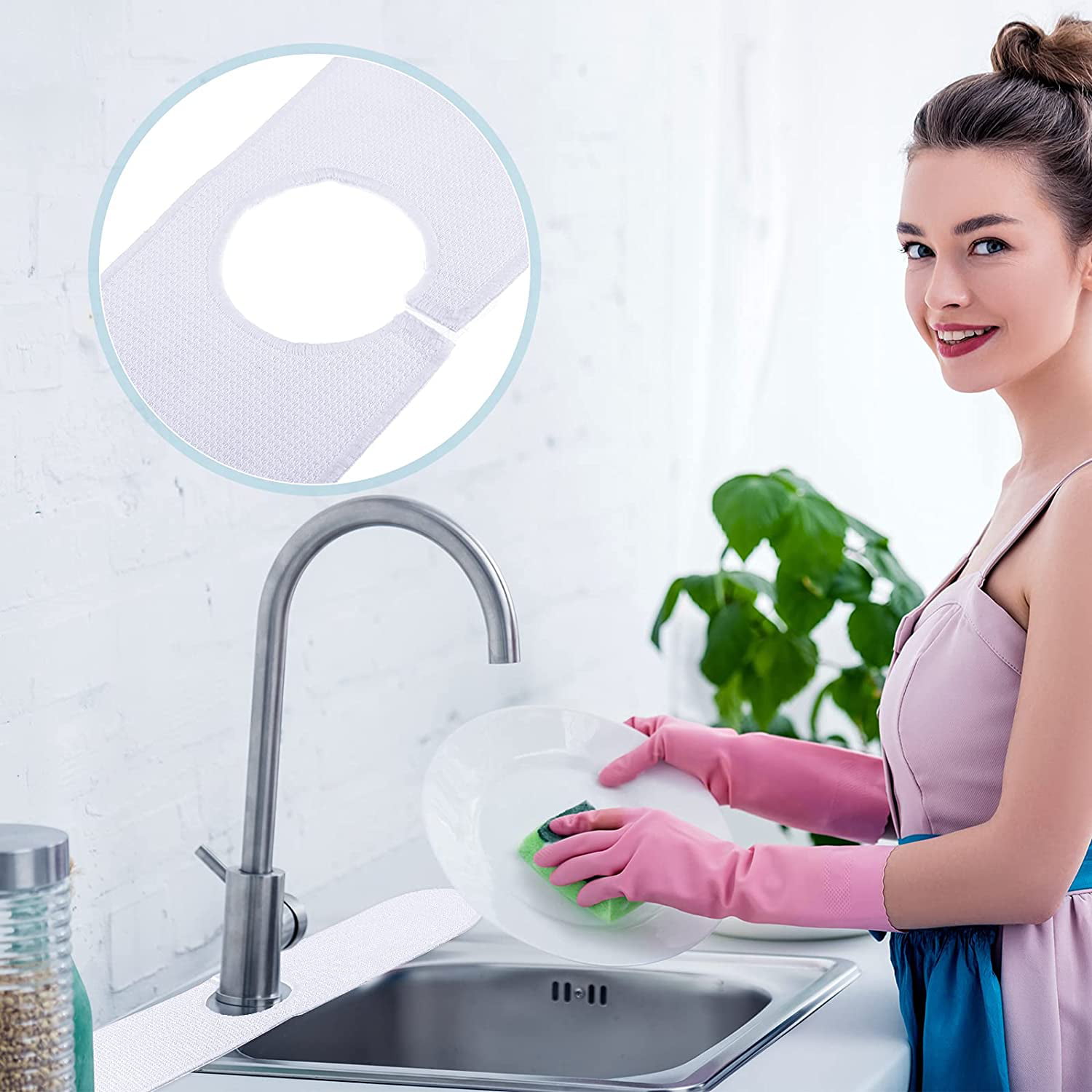 Pare-éclaboussures de robinet d'évier en silicone tapis absorbant de robinet lavable Orange tapis d'évier de robinet de cuisine pour la protection de comptoir de cuisine et de salle de bain 